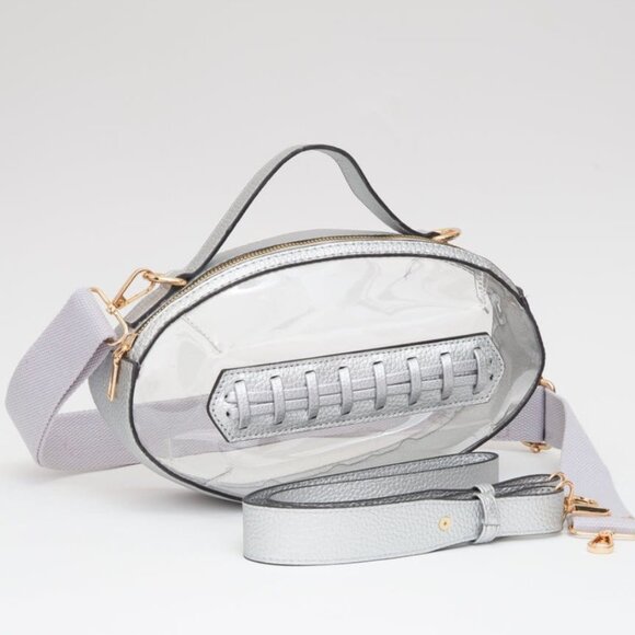 Handbags - Silver Clear Stadium Approved Bag | Game Day Crossbody Purse for Football Events
